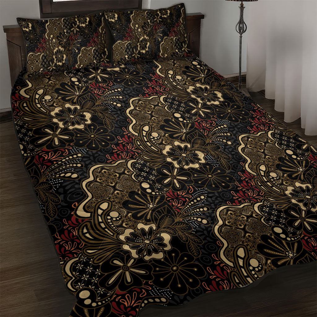 Batik Sekar Jagad Quilt Bed Set Indonesian Traditional Pattern