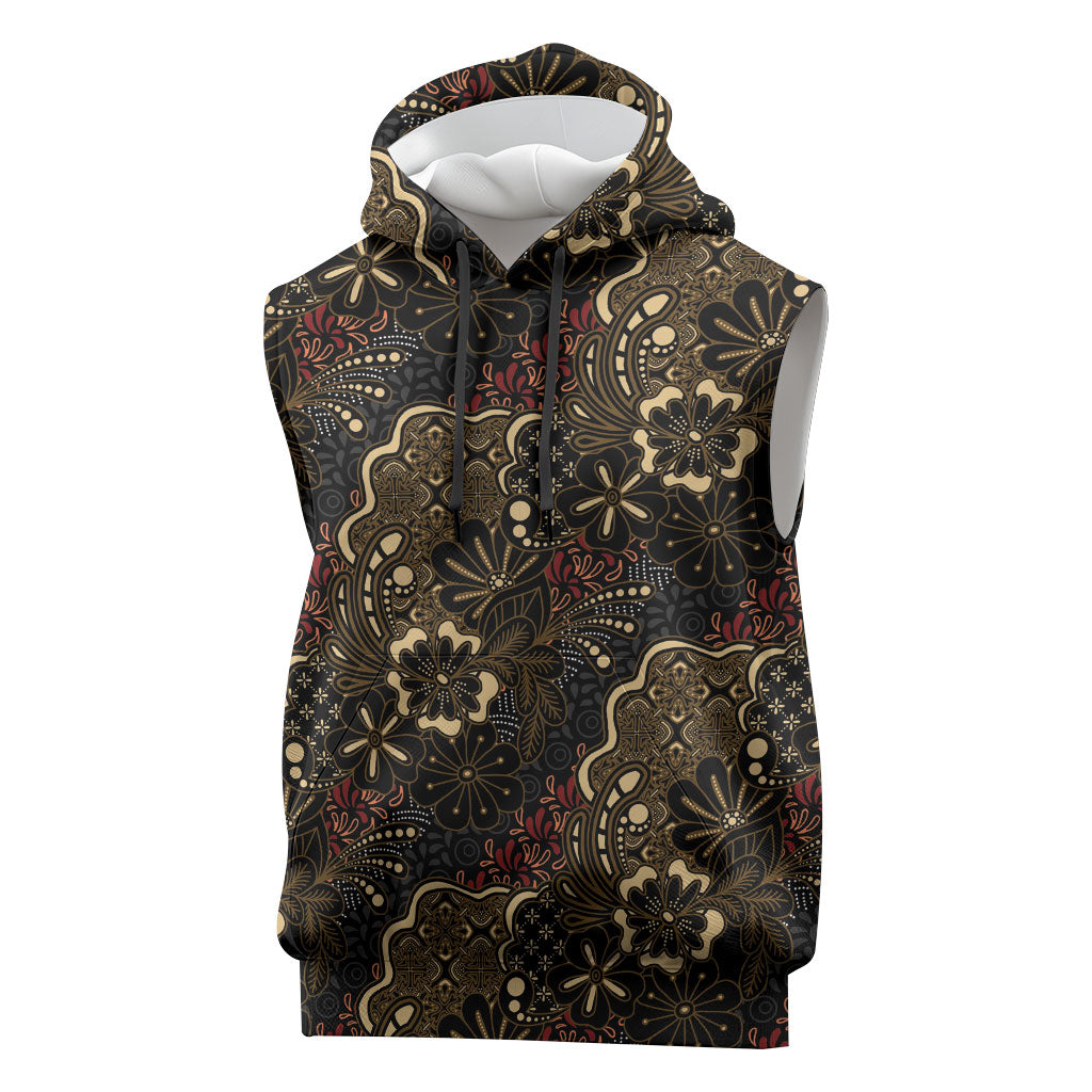 Batik Sekar Jagad Sleeveless Hoodie Indonesian Traditional Pattern