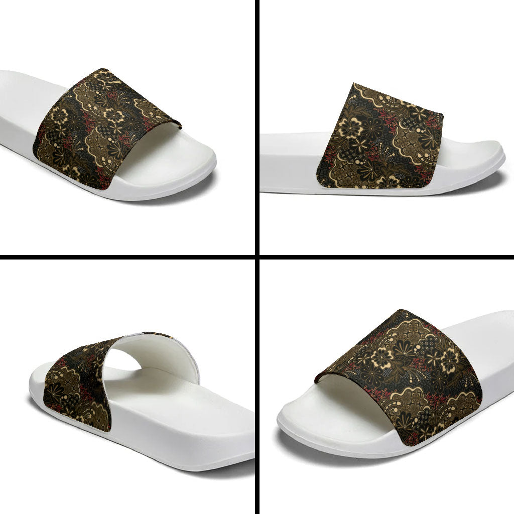 Batik Sekar Jagad Slide Sandals Indonesian Traditional Pattern