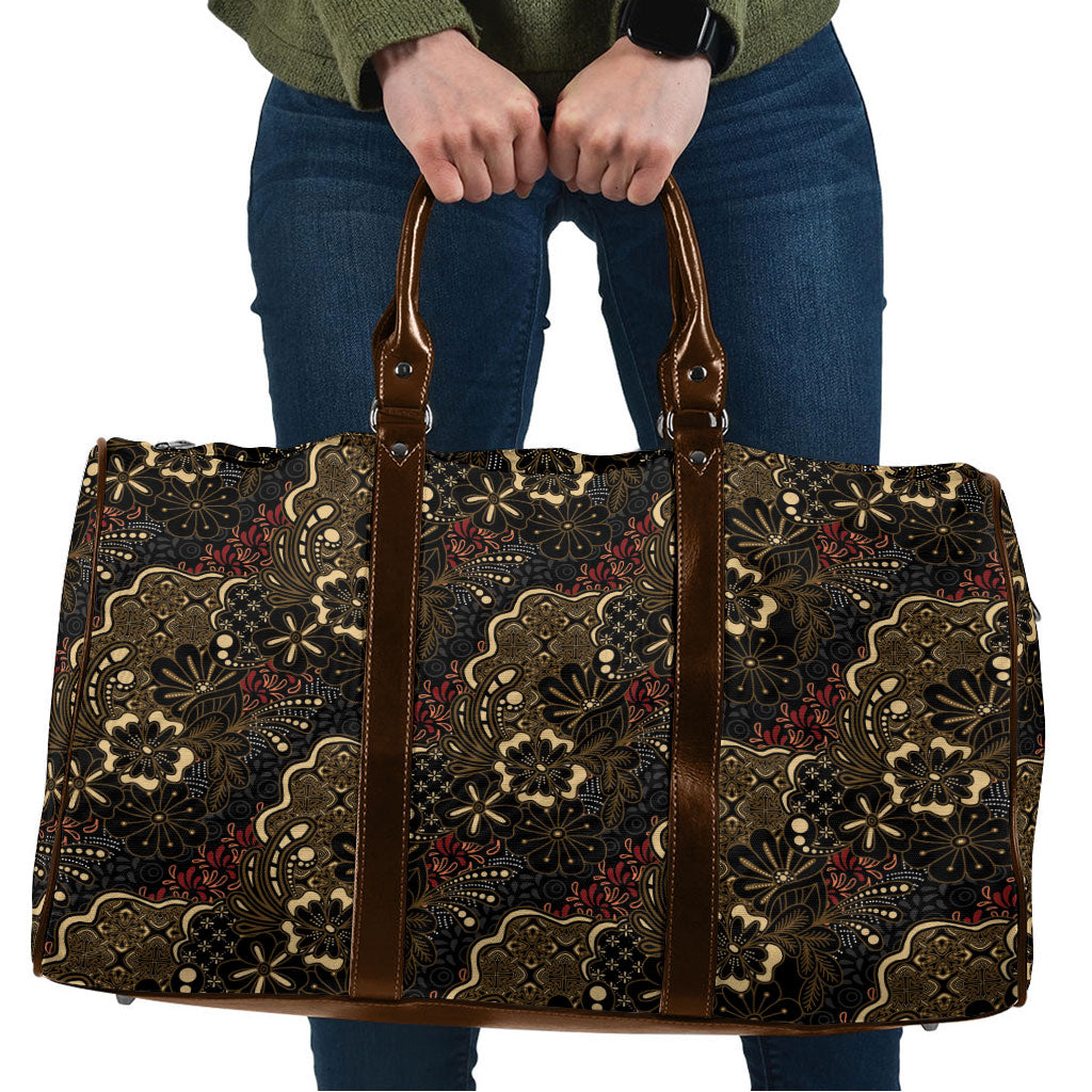 Batik Sekar Jagad Travel Bag Indonesian Traditional Pattern LT01 Black - Polynesian Pride