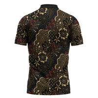 Batik Sekar Jagad Zipper Polo Shirt Indonesian Traditional Pattern