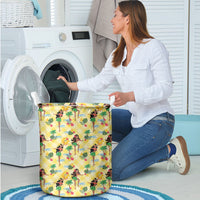 Hawaii Hula Girl Tropical Laundry Basket Yellow Palaka
