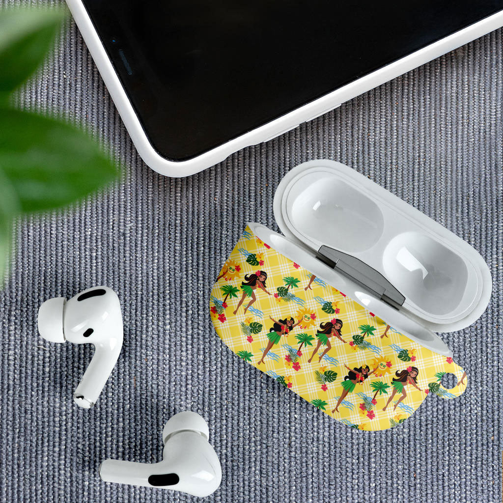Hawaii Hula Girl Tropical AirPods Case Yellow Palaka