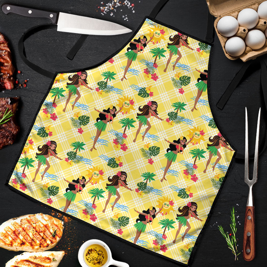 Hawaii Hula Girl Tropical Apron Yellow Palaka