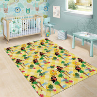Hawaii Hula Girl Tropical Area Rug Yellow Palaka