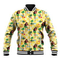 Hawaii Hula Girl Tropical Baseball Jacket Yellow Palaka