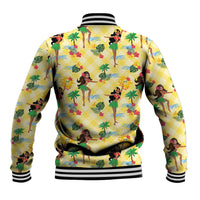 Hawaii Hula Girl Tropical Baseball Jacket Yellow Palaka