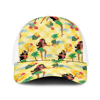 Hawaii Hula Girl Tropical Baseball Net Cap Yellow Palaka