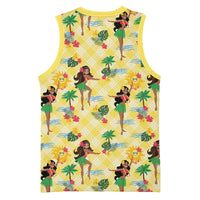 Hawaii Hula Girl Tropical Basketball Jersey Yellow Palaka