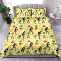 Hawaii Hula Girl Tropical Bedding Set Yellow Palaka