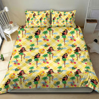 Hawaii Hula Girl Tropical Bedding Set Yellow Palaka