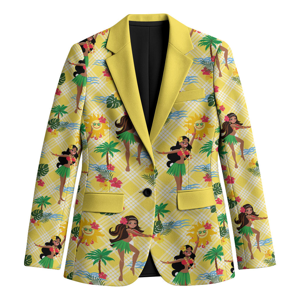 Hawaii Hula Girl Tropical Blazer Yellow Palaka