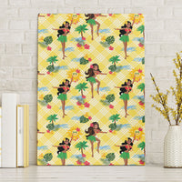 Hawaii Hula Girl Tropical Canvas Wall Art Yellow Palaka