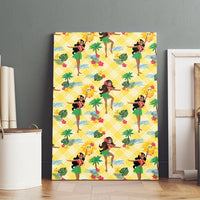 Hawaii Hula Girl Tropical Canvas Wall Art Yellow Palaka