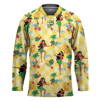 Hawaii Hula Girl Tropical Hockey Jersey Yellow Palaka