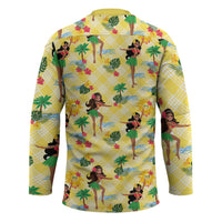 Hawaii Hula Girl Tropical Hockey Jersey Yellow Palaka