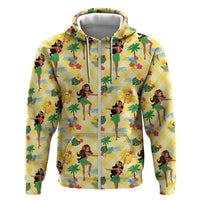 Hawaii Hula Girl Tropical Hoodie Yellow Palaka