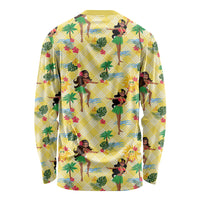Hawaii Hula Girl Tropical Long Sleeve Shirt Yellow Palaka