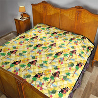 Hawaii Hula Girl Tropical Quilt Yellow Palaka