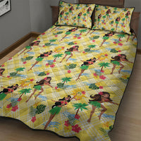 Hawaii Hula Girl Tropical Quilt Bed Set Yellow Palaka