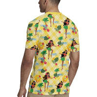 Hawaii Hula Girl Tropical Rugby Jersey Yellow Palaka
