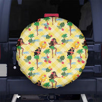 Hawaii Hula Girl Tropical Spare Tire Cover Yellow Palaka