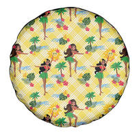 Hawaii Hula Girl Tropical Spare Tire Cover Yellow Palaka