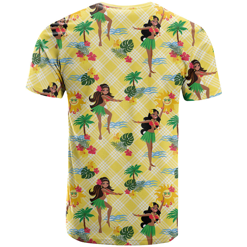 Hawaii Hula Girl Tropical T Shirt Yellow Palaka