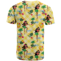 Hawaii Hula Girl Tropical T Shirt Yellow Palaka