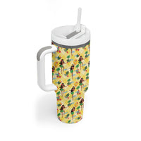 Hawaii Hula Girl Tropical Tumbler With Handle Yellow Palaka