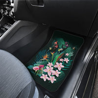 Hawaii Hummingbird Tropical Flowers Car Mats Dark Green