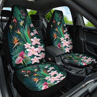 Hawaii Hummingbird Tropical Flowers Car Seat Cover Dark Green