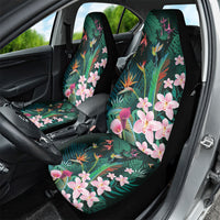 Hawaii Hummingbird Tropical Flowers Car Seat Cover Dark Green
