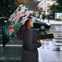 Hawaii Hummingbird Tropical Flowers Umbrella Dark Green