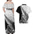 New Zealand Silver Fern Rugby Couples Matching Off Shoulder Maxi Dress and Hawaiian Shirt Aotearoa Maori Black Version LT01 - Polynesian Pride