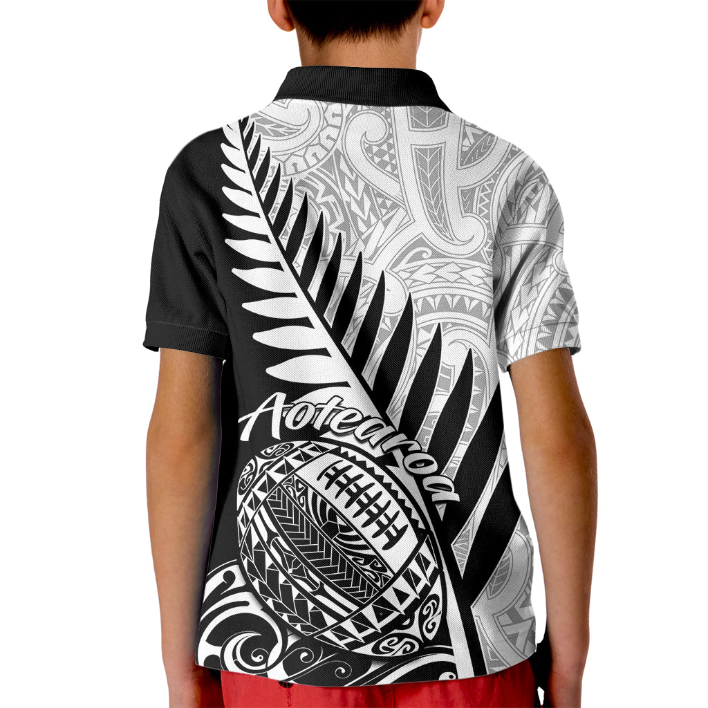 New Zealand Silver Fern Rugby Kid Polo Shirt Aotearoa Maori Black Version LT01 - Polynesian Pride