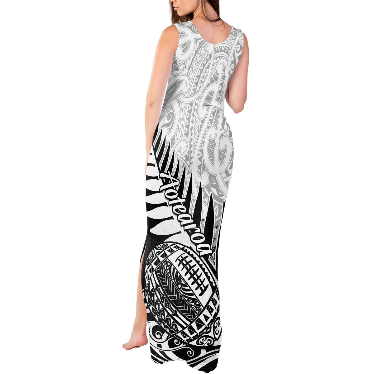 New Zealand Silver Fern Rugby Tank Maxi Dress Aotearoa Maori Black Version LT01 - Polynesian Pride