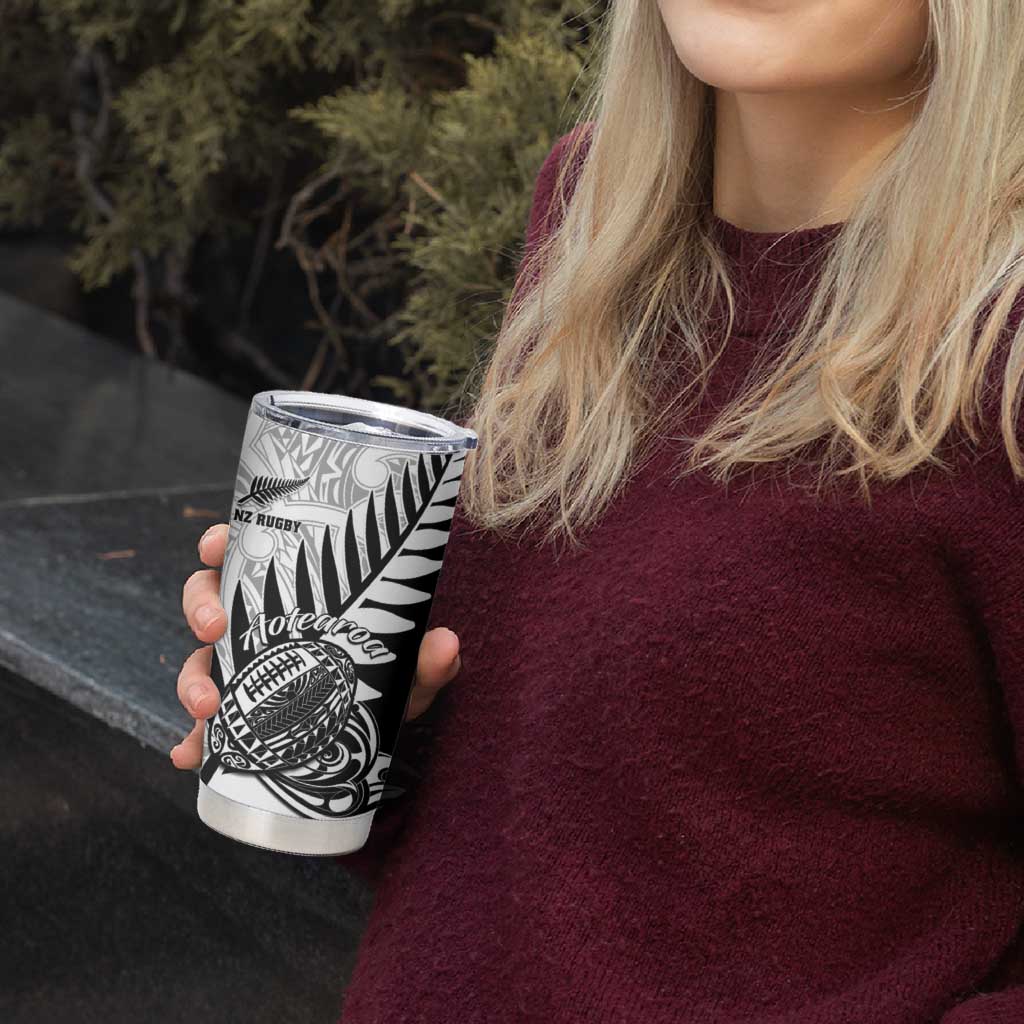 New Zealand Silver Fern Rugby Tumbler Cup Aotearoa Maori Black Version