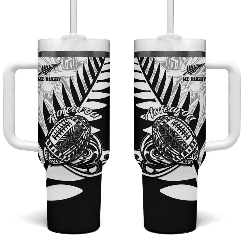 New Zealand Silver Fern Rugby Tumbler With Handle Aotearoa Maori Black Version