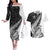 New Zealand Silver Fern Rugby Couples Matching Off The Shoulder Long Sleeve Dress and Hawaiian Shirt Aotearoa Maori White Version LT01 White - Polynesian Pride