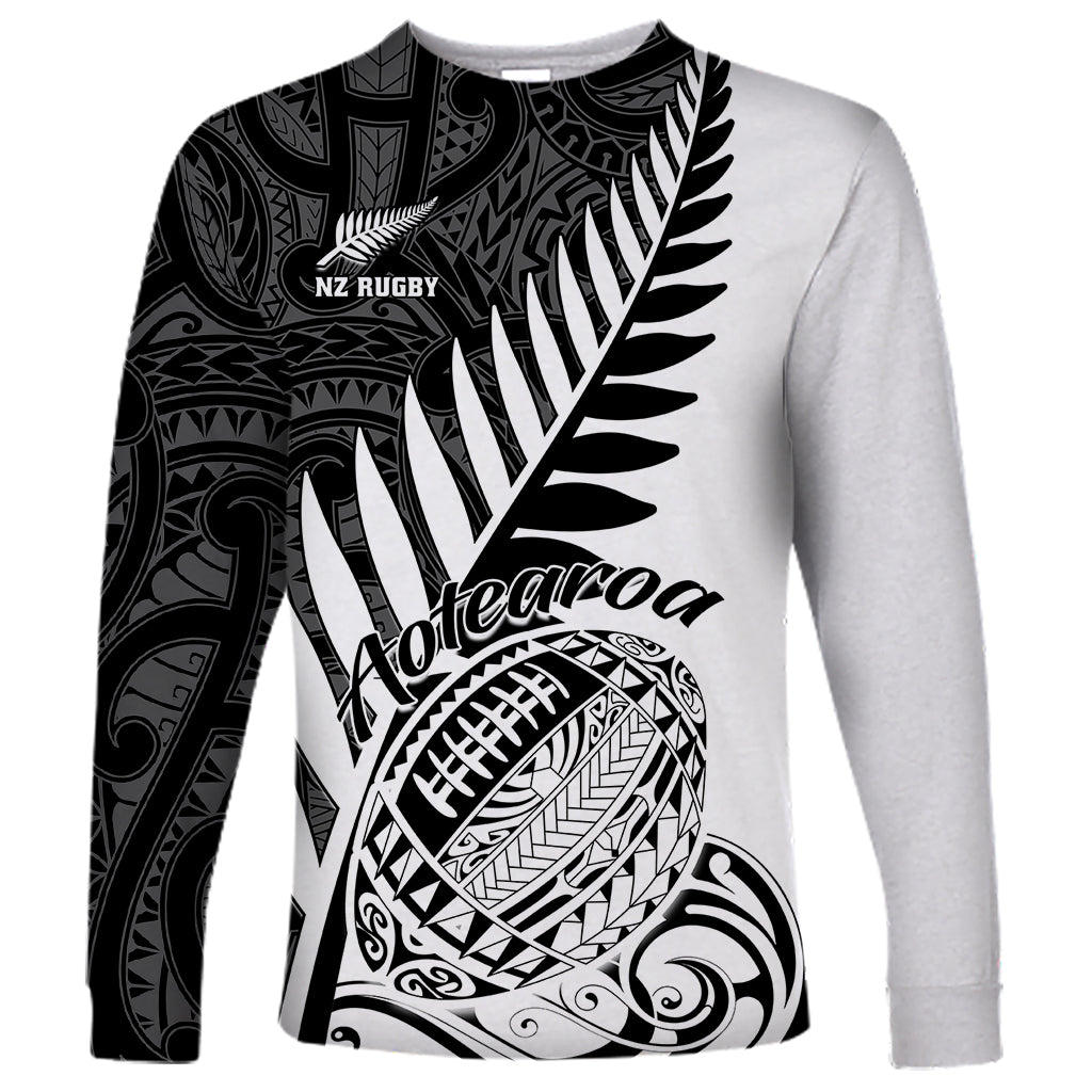 New Zealand Silver Fern Rugby Long Sleeve Shirt Aotearoa Maori White Version LT01 Unisex White - Polynesian Pride