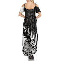 New Zealand Silver Fern Rugby Summer Maxi Dress Aotearoa Maori White Version LT01 - Polynesian Pride