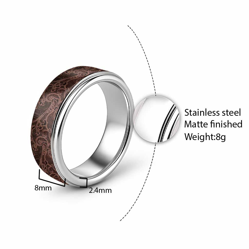 Bula Fiji Masi Classic Ring Fijian Tapa Vintage Dark Brown Version - Polynesian Pride