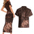 Bula Fiji Masi Couples Matching Short Sleeve Bodycon Dress and Hawaiian Shirt Fijian Tapa Vintage Dark Brown Version LT01 - Polynesian Pride