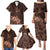 Bula Fiji Masi Family Matching Puletasi Dress and Hawaiian Shirt Fijian Tapa Vintage Dark Brown Version LT01 - Polynesian Pride