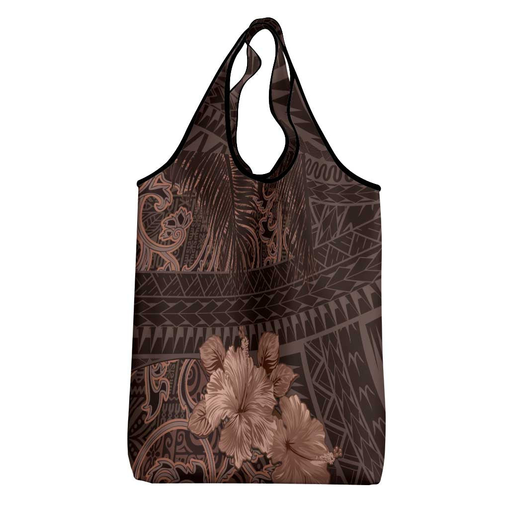 Bula Fiji Masi Grocery Bag Fijian Tapa Vintage Dark Brown Version