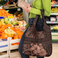 Bula Fiji Masi Grocery Bag Fijian Tapa Vintage Dark Brown Version