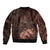 Bula Fiji Masi Sleeve Zip Bomber Jacket Fijian Tapa Vintage Dark Brown Version LT01 - Polynesian Pride