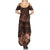 Bula Fiji Masi Summer Maxi Dress Fijian Tapa Vintage Dark Brown Version LT01 - Polynesian Pride