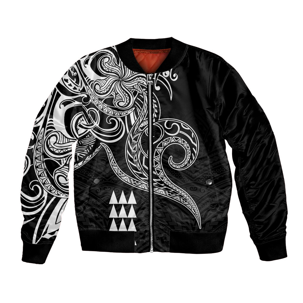 Hawaii Valentine Bomber Jacket Kakau Polynesian Heart LT01 Unisex Black - Polynesian Pride